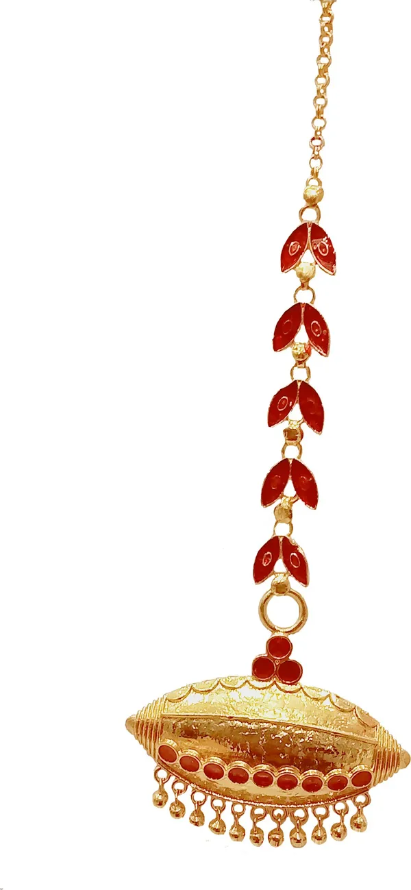 Assamese_Traditional_Copper_Gold_Plated_Red_Maang_Tikka_For_Women